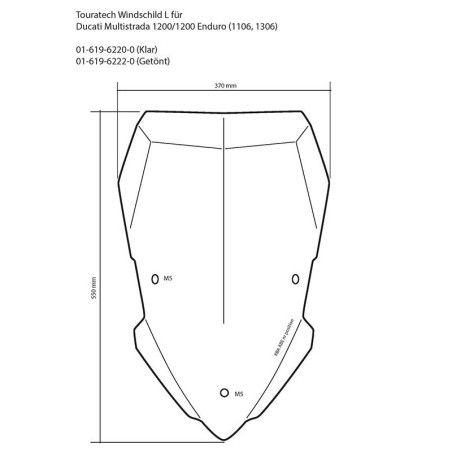 TOURATECH BULLE L TRANSPARENT DUCATI MULTISTRADA 1200/950